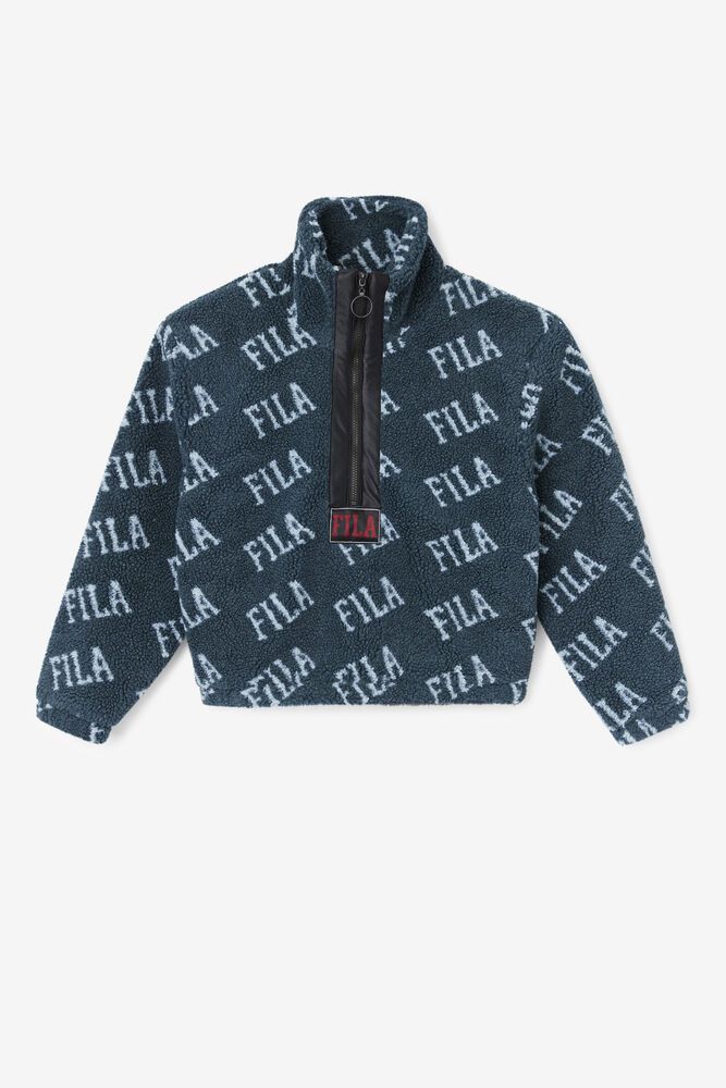 Fila Jacket Womens Black - Jayla Sherpa Half Zip - Philippines 8735169-LX